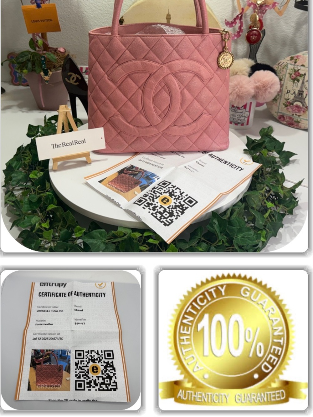 DIVINE-CHANEL PINK MEDALLION 24K GOLD PLATED PATENT LEATHER TOTE HANDBAG!
